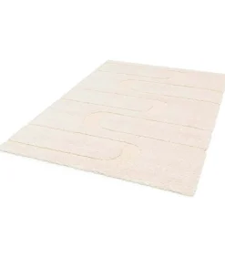 Clearance Hoogpolig vloerkleed met ecru geometrisch patroon 160 x 230 cm Tapijten