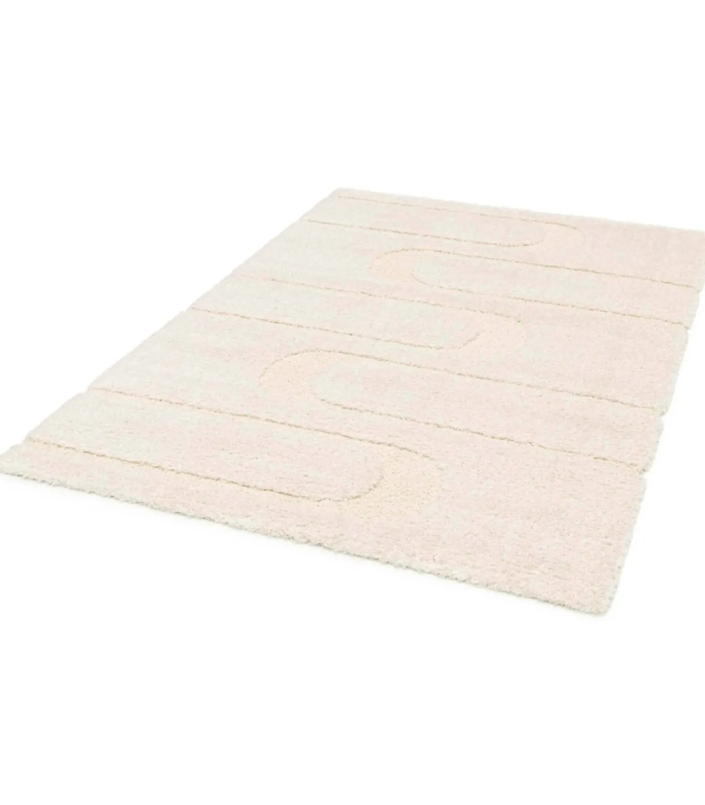 Clearance Hoogpolig vloerkleed met ecru geometrisch patroon 160 x 230 cm Tapijten