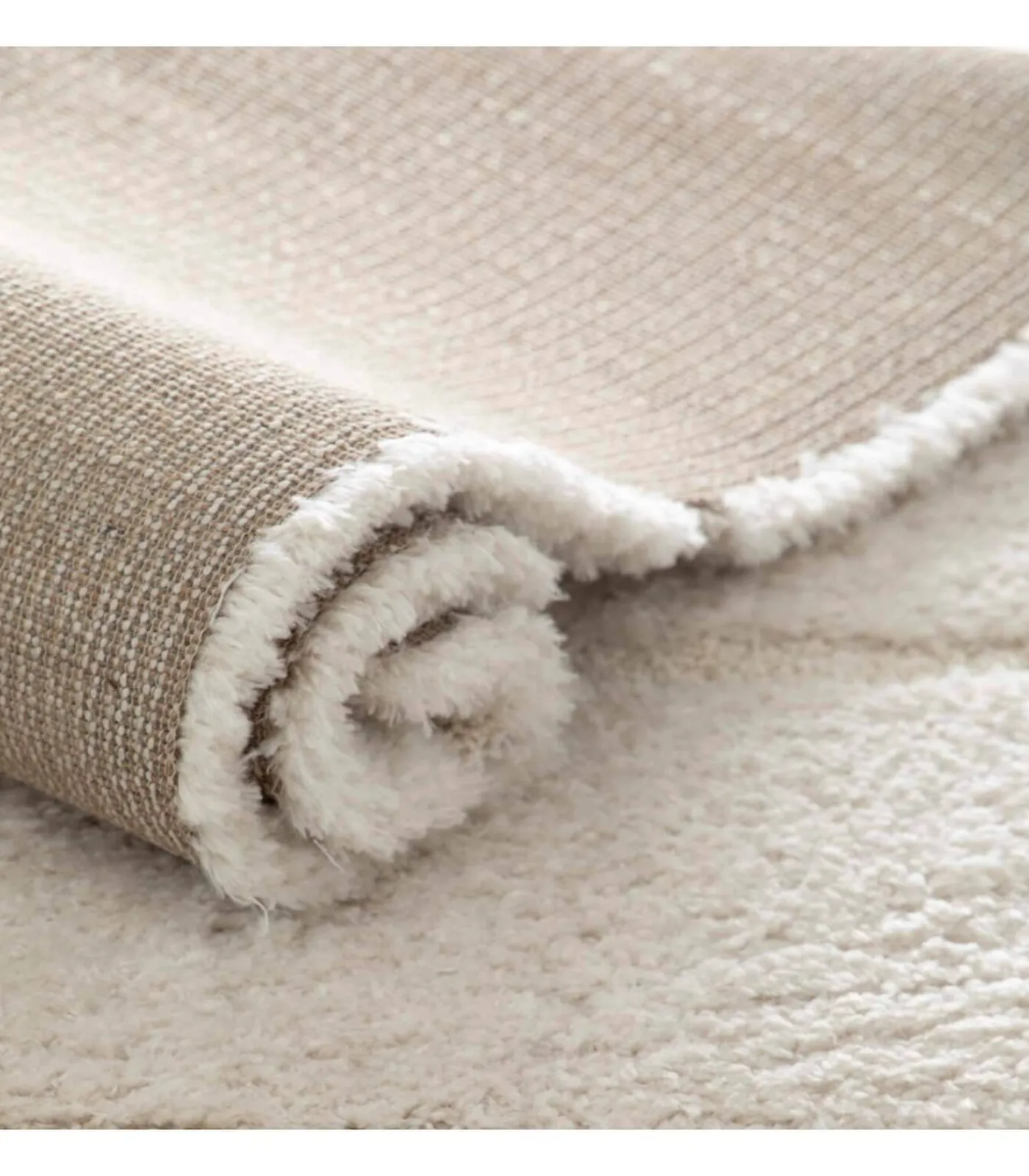 Clearance Hoogpolig vloerkleed met ecru geometrisch patroon 160 x 230 cm Tapijten