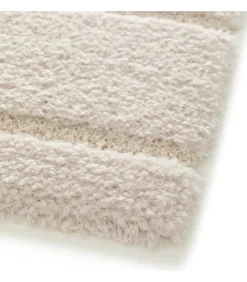 Clearance Hoogpolig vloerkleed met ecru geometrisch patroon 160 x 230 cm Tapijten