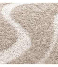 Sale Hoogpolig vloerkleed met golvend patroon in 120 x 170 cm Tapijten