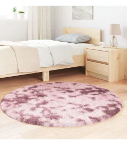 Discount Hoogpolig vloerkleed NAVARRA 120x120 cm polyester stoffig roze Tapijten