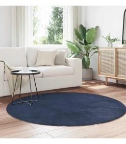 Clearance Hoogpolig vloerkleed NAVARRA 160x160 cm polyester marineblauw Tapijten