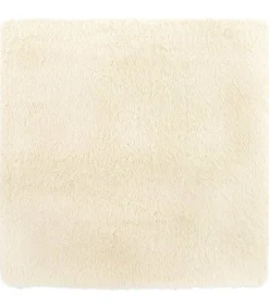 Outlet Hoogpolig vloerkleed NAVARRA 120x120 cm polyester crèmekleurig Tapijten