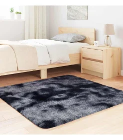 Hoogpolig vloerkleed NAVARRA 120x120 cm polyester donkergrijs Tapijten