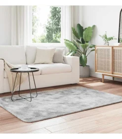 Outlet Hoogpolig vloerkleed NAVARRA 120x170 cm polyester zilvergrijs Tapijten