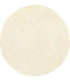 Hot Hoogpolig vloerkleed NAVARRA 120x120 cm polyester crèmekleurig Tapijten