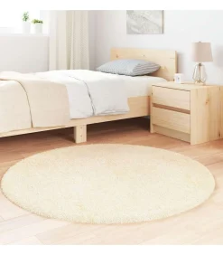 Hot Hoogpolig vloerkleed NAVARRA 120x120 cm polyester crèmekleurig Tapijten