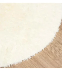 Hot Hoogpolig vloerkleed NAVARRA 120x120 cm polyester crèmekleurig Tapijten