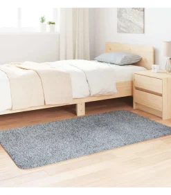 Discount Hoogpolig vloerkleed NAVARRA 80x150 cm polyester lichtgrijs Tapijten