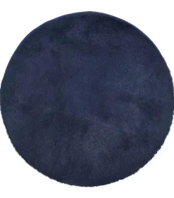 Sale Hoogpolig vloerkleed NAVARRA 240x240 cm polyester marineblauw Tapijten