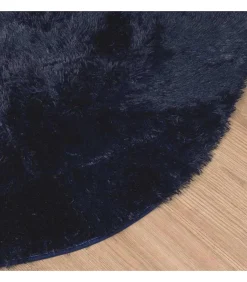 Sale Hoogpolig vloerkleed NAVARRA 240x240 cm polyester marineblauw Tapijten