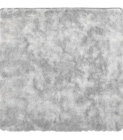 Discount Hoogpolig vloerkleed NAVARRA 160x160 cm polyester zilvergrijs Tapijten