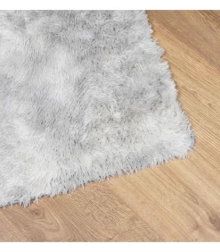 Hoogpolig vloerkleed NAVARRA 80x150 cm polyester zilvergrijs Tapijten