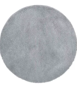 Hoogpolig vloerkleed NAVARRA 120x120 cm polyester lichtgrijs Tapijten