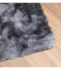 Discount Hoogpolig vloerkleed NAVARRA 80x150 cm polyester donkergrijs Tapijten