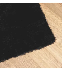 Clearance Hoogpolig vloerkleed NAVARRA 160x160 cm polyester zwart Tapijten