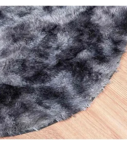 New Hoogpolig vloerkleed NAVARRA 240x240 cm polyester donkergrijs Tapijten