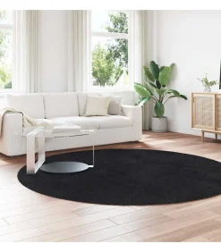 Hoogpolig vloerkleed NAVARRA 240x240 cm polyester zwart Tapijten