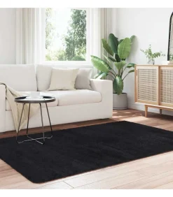 Online Hoogpolig vloerkleed NAVARRA 130x200 cm polyester zwart Tapijten