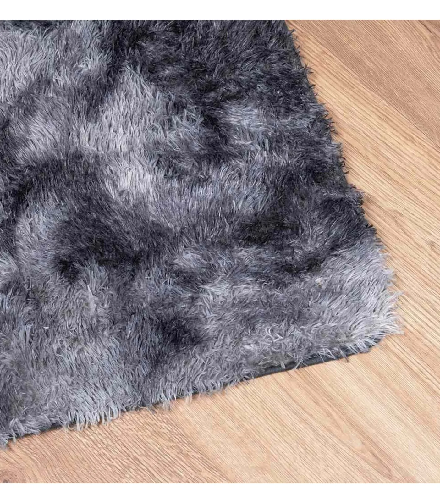 Clearance Hoogpolig vloerkleed NAVARRA 240x240 cm polyester donkergrijs Tapijten