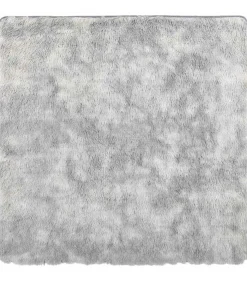 Outlet Hoogpolig vloerkleed NAVARRA 200x200 cm polyester zilvergrijs Tapijten