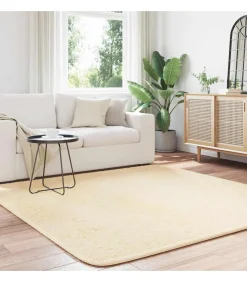 Online Hoogpolig vloerkleed NAVARRA 200x200 cm polyester crèmekleurig Tapijten