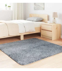 Best Hoogpolig vloerkleed NAVARRA 120x120 cm polyester lichtgrijs Tapijten