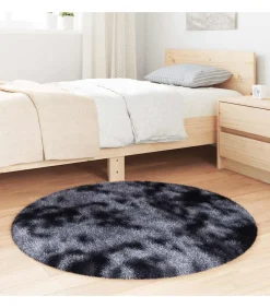 Outlet Hoogpolig vloerkleed NAVARRA 100x100 cm polyester donkergrijs Tapijten