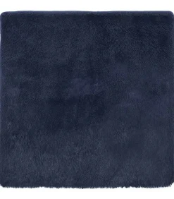 Discount Hoogpolig vloerkleed NAVARRA 120x120 cm polyester marineblauw Tapijten