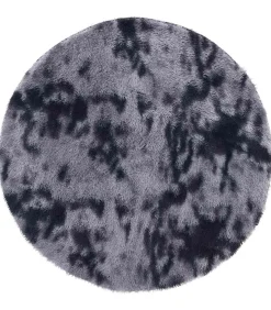 Discount Hoogpolig vloerkleed NAVARRA 120x120 cm polyester donkergrijs Tapijten