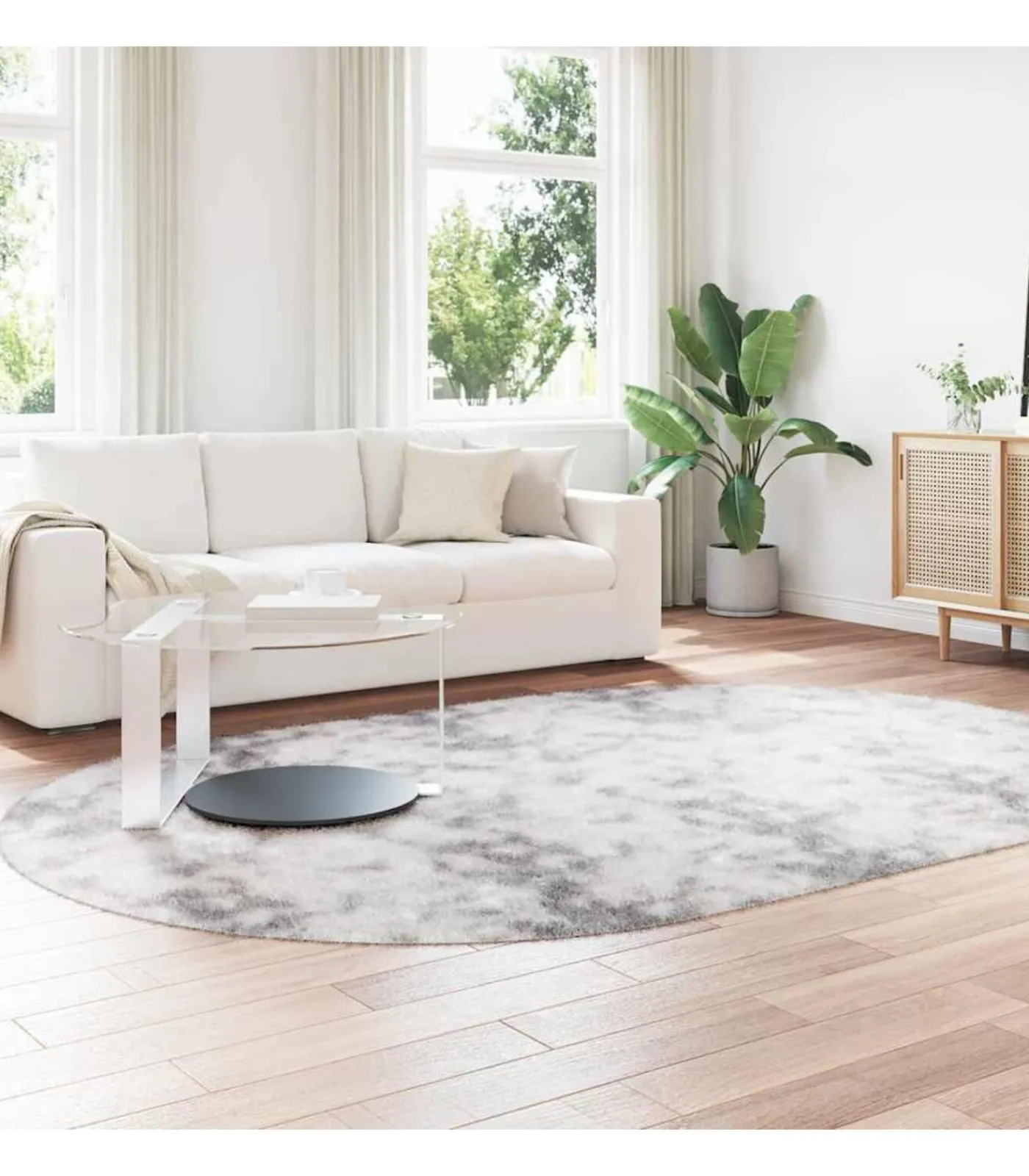 Best Hoogpolig vloerkleed NAVARRA 300x200 cm polyester zilvergrijs Tapijten