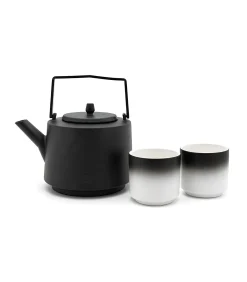 Best Hubei Theeset 1,2L met 2 porseleinen mokken, zwart Koffie & Thee Maken
