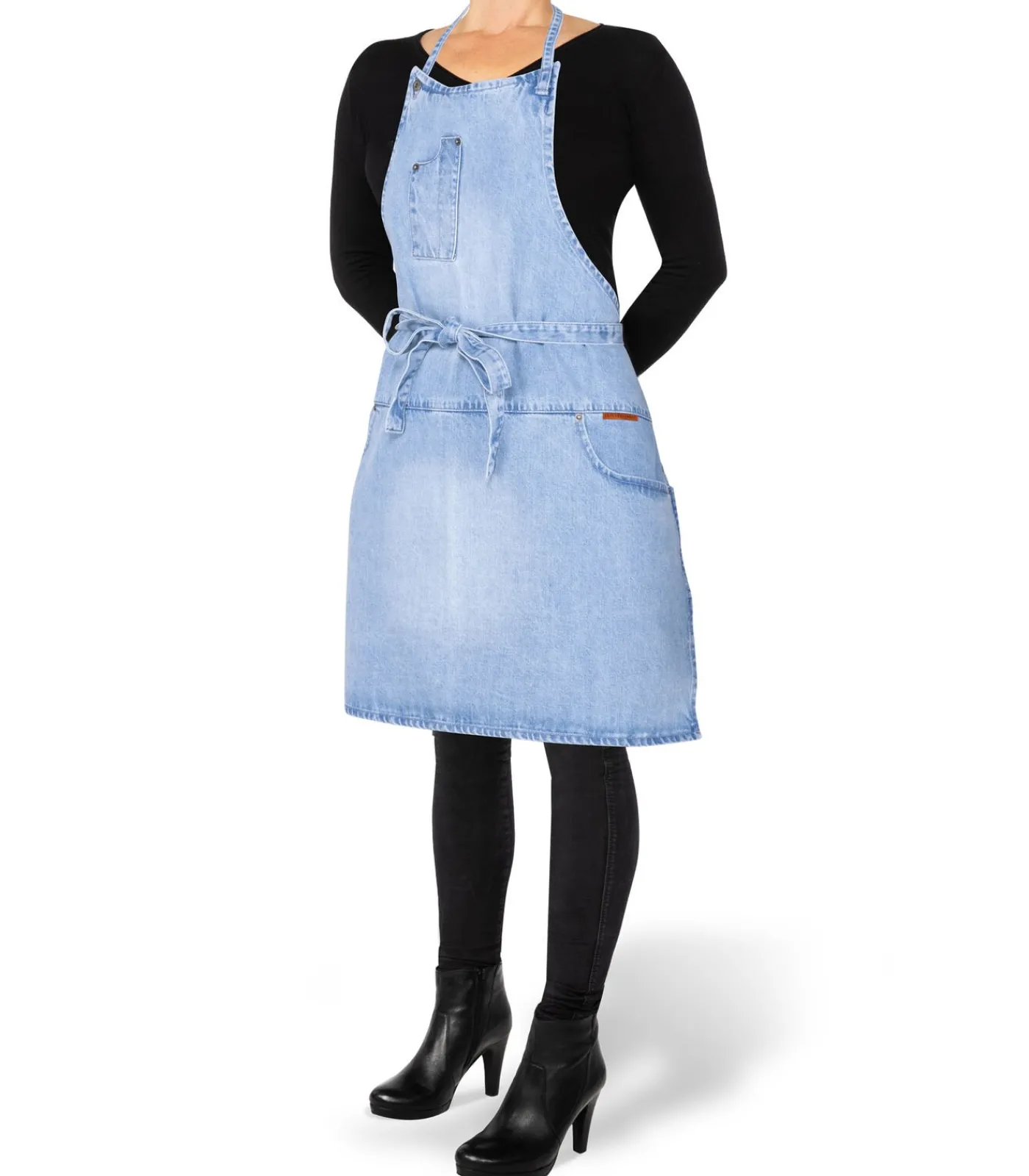 Outlet Indigo jeans BBQ of keukenschort licht blauw katoen 5 zakken Keuken- & Tafellinnen