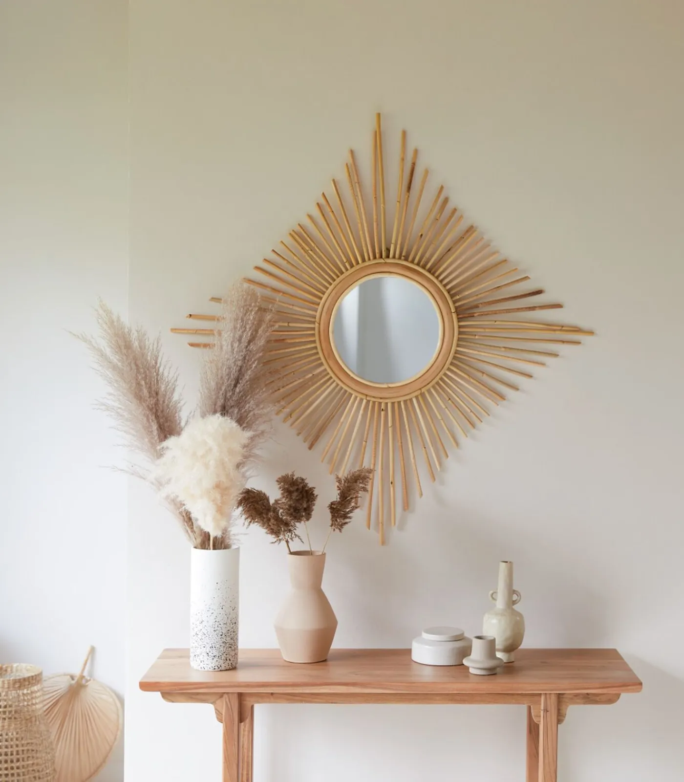 Isidore - Spiegel van natuurlijk rotan 80 cm Spiegels