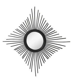 Discount Isidore - Zwarte rotan spiegel 80 cm Spiegels
