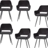 Discount Jelle Eetkamerstoelen - Velvet - Zwart - Set van 6 Stoelen