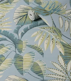 Best Jungle Leaves Lichtblauw 10mx52cm Wanddecoratie