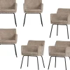 Hot Kam Eetkamerstoelen - Polyester - Zand - Set van 6 Stoelen