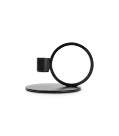 Kandelaar 10xH9cm metaal zwart Pillar Kaarsen & Kaarshouders