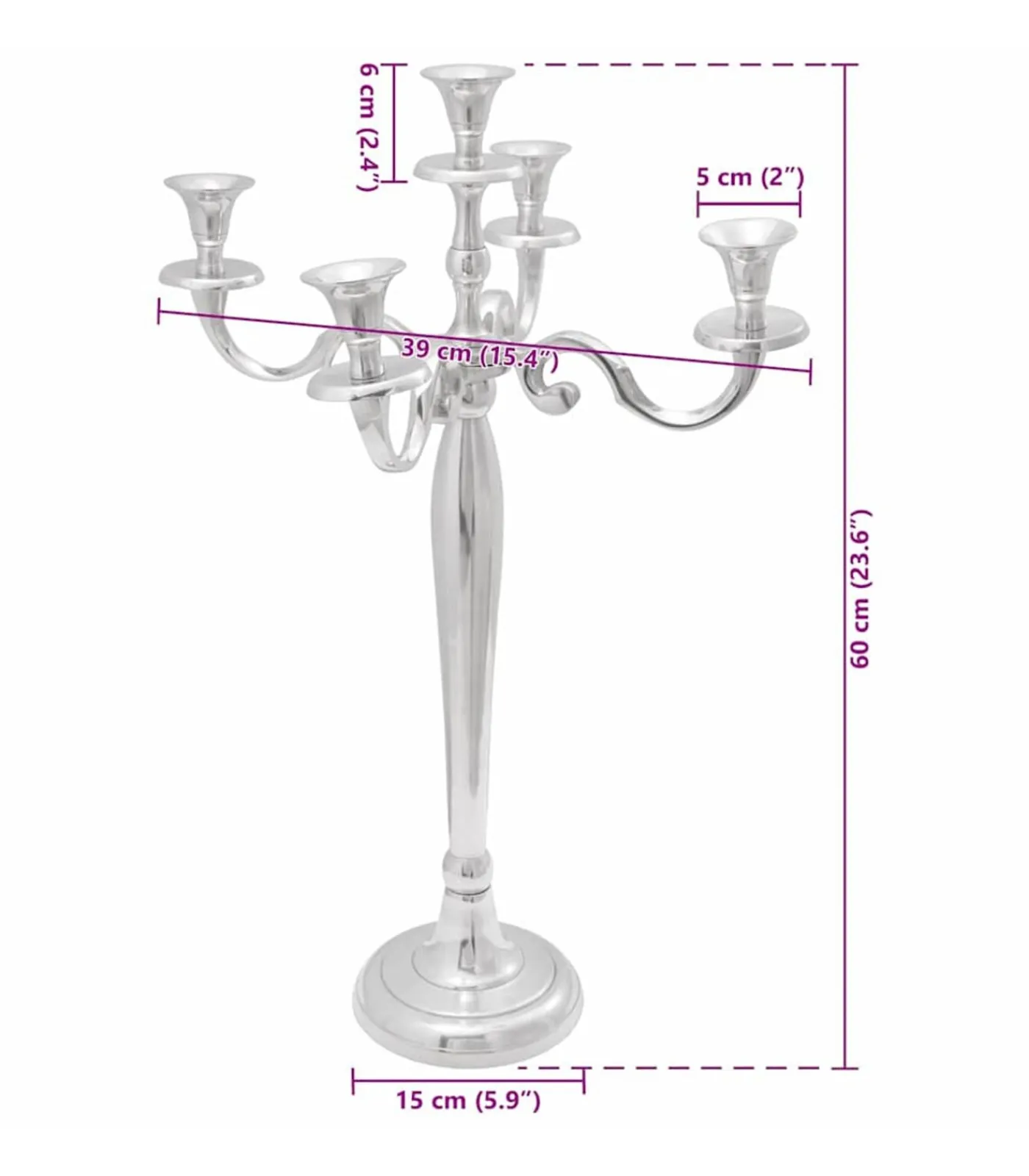 New Kandelaar Zilver 39 x 39 x 60 cm Aluminium Kaarsen & Kaarshouders