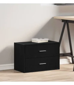 New Kast met 2 lades 60x31x40 cm bewerkt hout zwart eikenkleurig Meubels