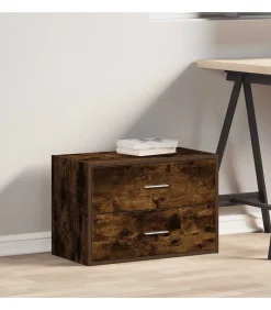 Clearance Kast met 2 lades 60x31x40 cm bewerkt hout gerookt eikenkleurig Meubels