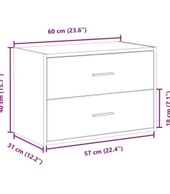 Clearance Kast met 2 lades 60x31x40 cm bewerkt hout gerookt eikenkleurig Meubels