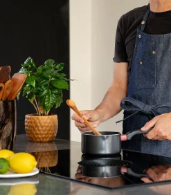 Discount Keuken -en Barbecue - schort met 5 zakken - Blauw denim Keuken- & Tafellinnen