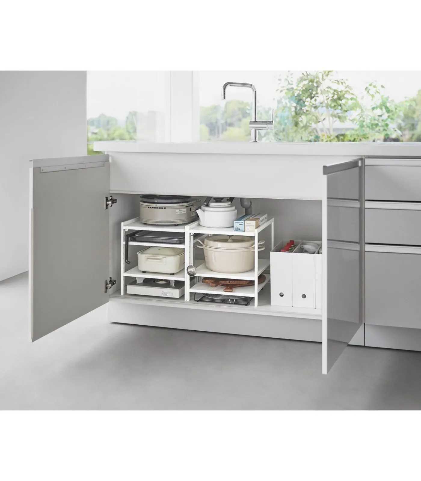 Discount Keukenkast Organizer - 3 niveaus - Tower - Wit Organiseren