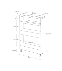 Best Keukentrolley 4 niveaus - Tower - Wit Keukenaccessoires