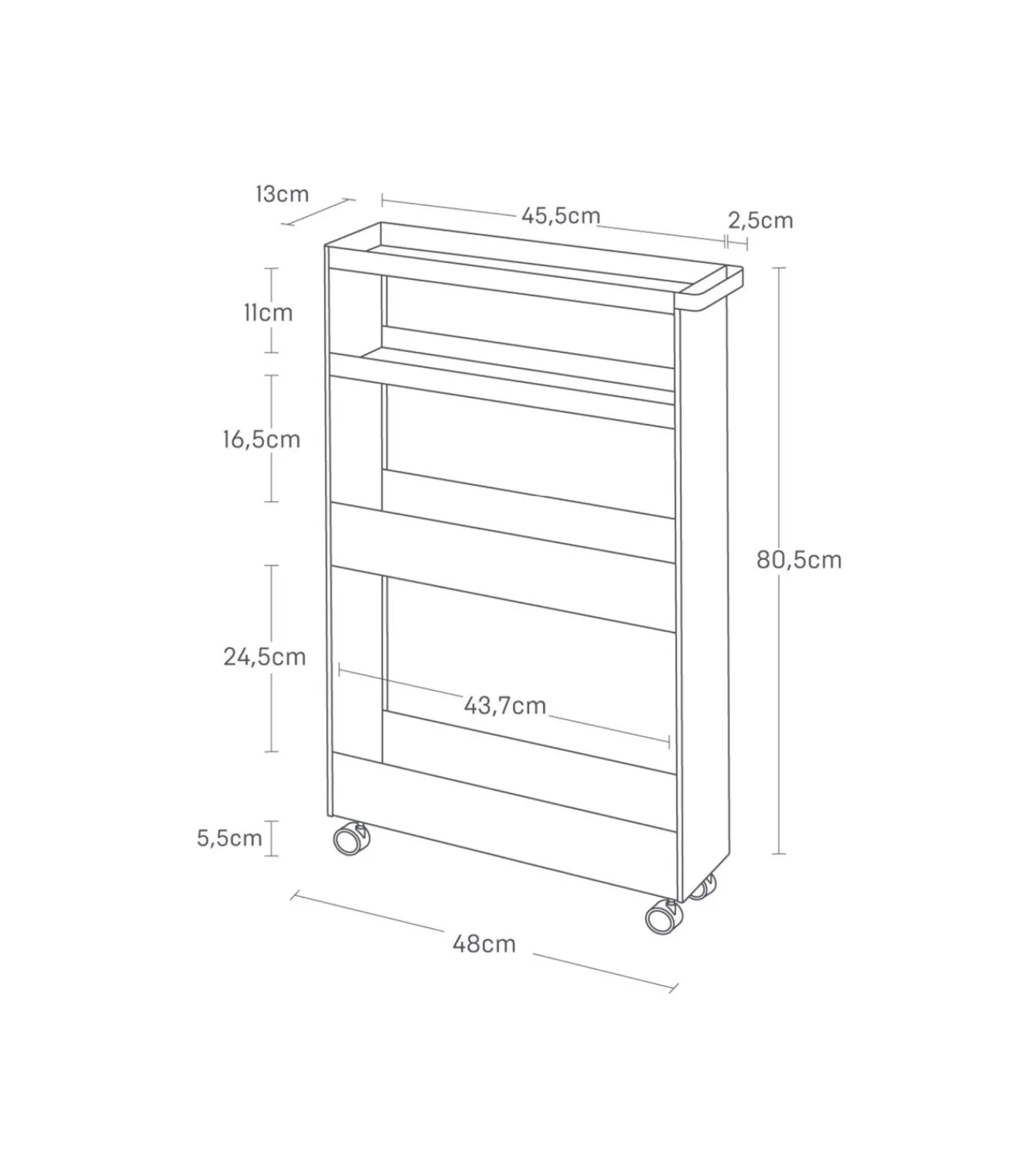 Best Keukentrolley 4 niveaus - Tower - Wit Keukenaccessoires