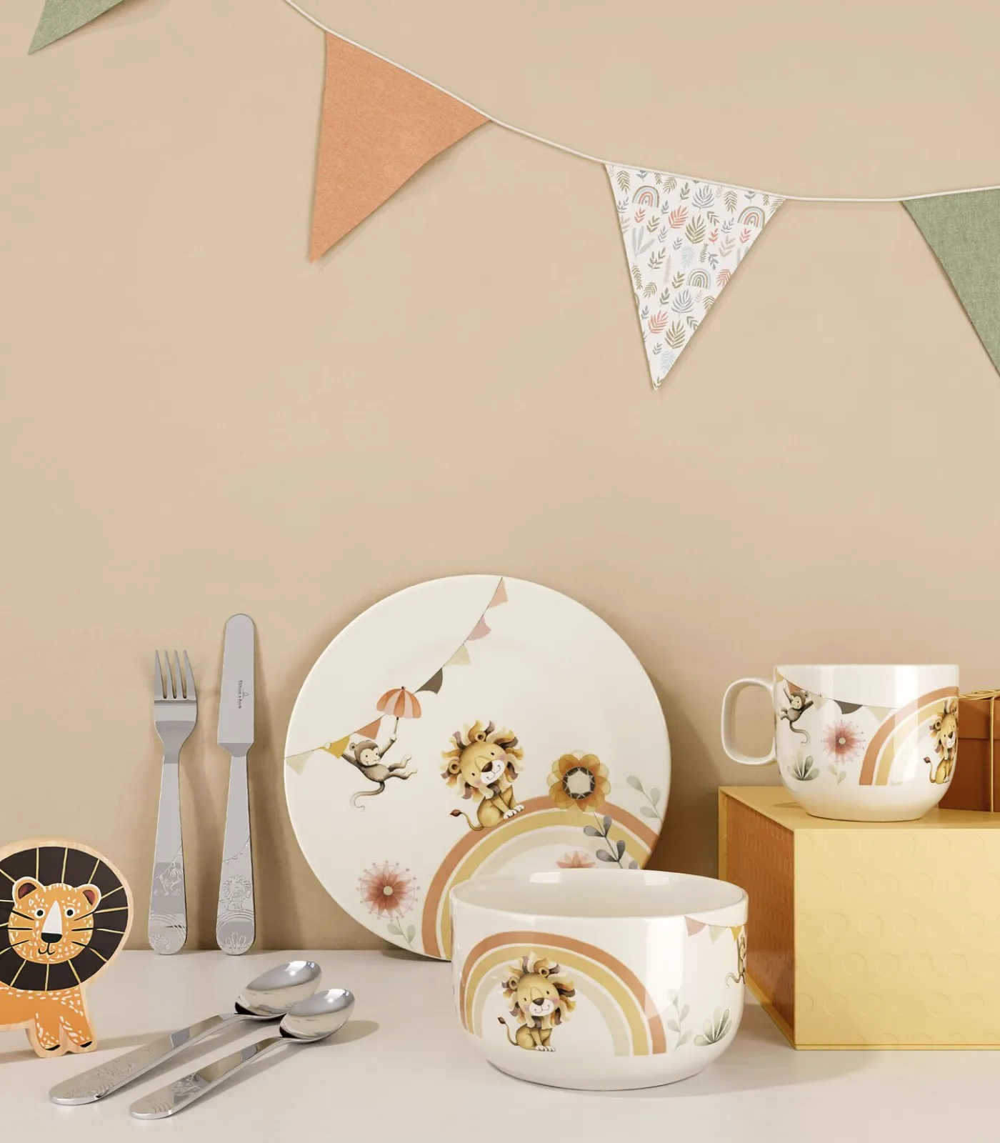 Outlet Kinderbestek 4-dlg Roar like a Lion Bestek