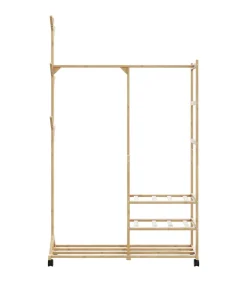 Online Kledingrek met schappen en wielen 100x38x175,5 cm bamboe Organiseren